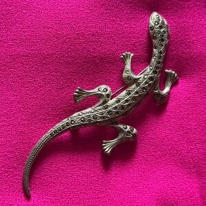 Vintage Silver Marcacite Lizard Brooch Pin
